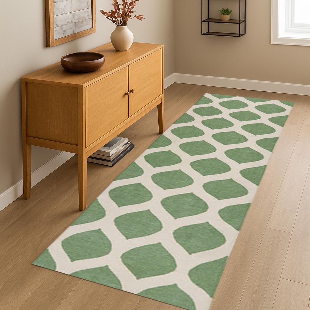 Handmade Wool Jute Kilim Runner Rug, Kilim Runner Rug, Green And Beige,  Stair Runner, Hemp Jute Runner Custom Size Rug