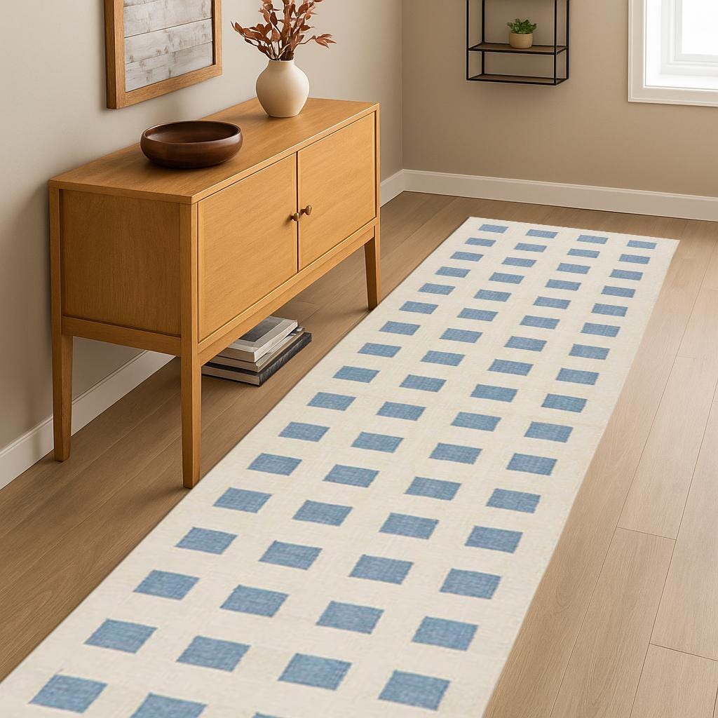 Natural Wool Jute Runner Rug | Handwoven Farmhouse Hallway Carpet | Neutral Boho Decor Hallway Runner | Rustic Flatweave Sustainable Rug