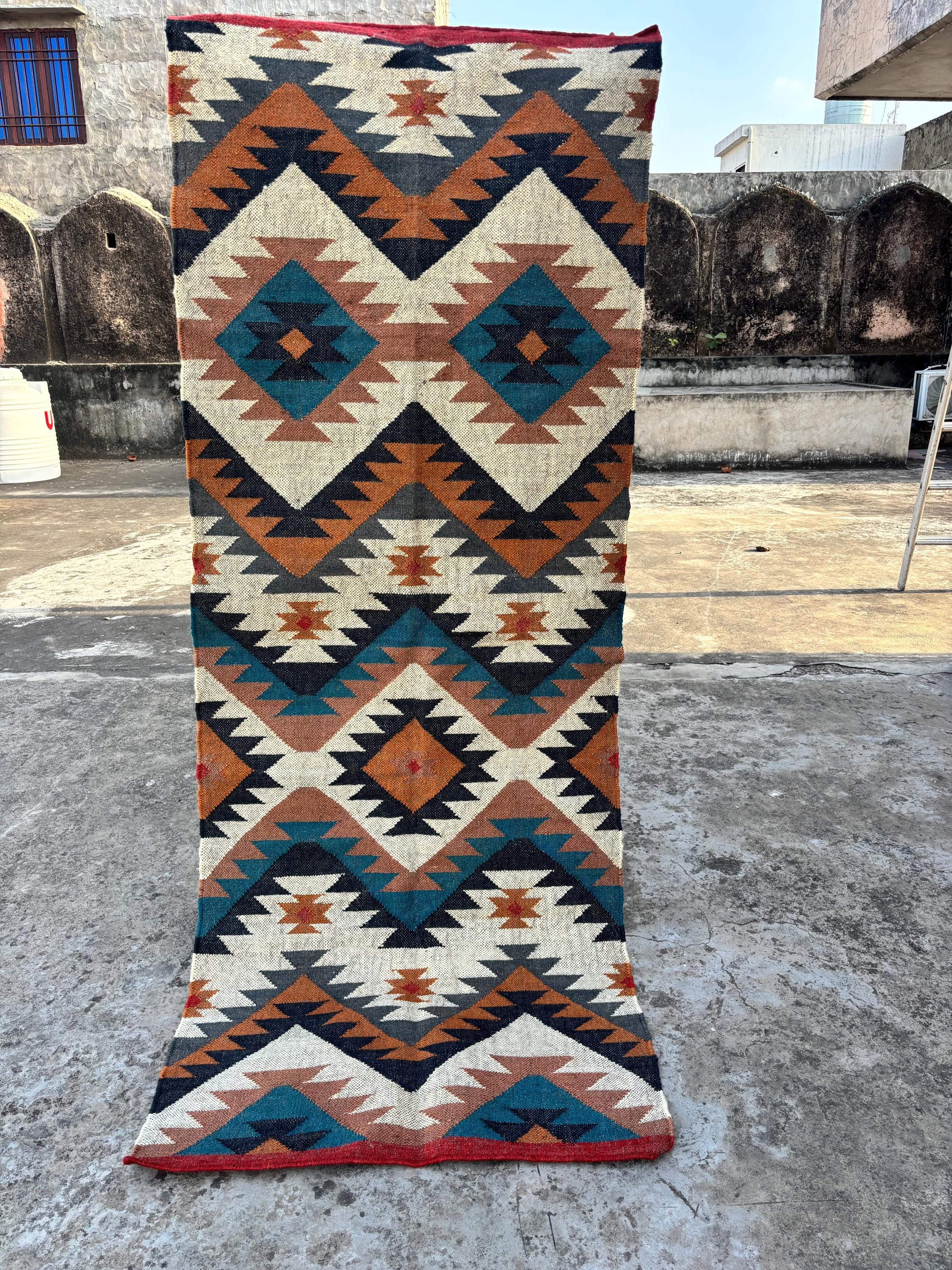 Handmade Wool Jute Runner, Jute Hallway & Kitchen Decor, Custom Size 2x30 Feet, Outdoor Indoor Stairs Wool Jute Runner