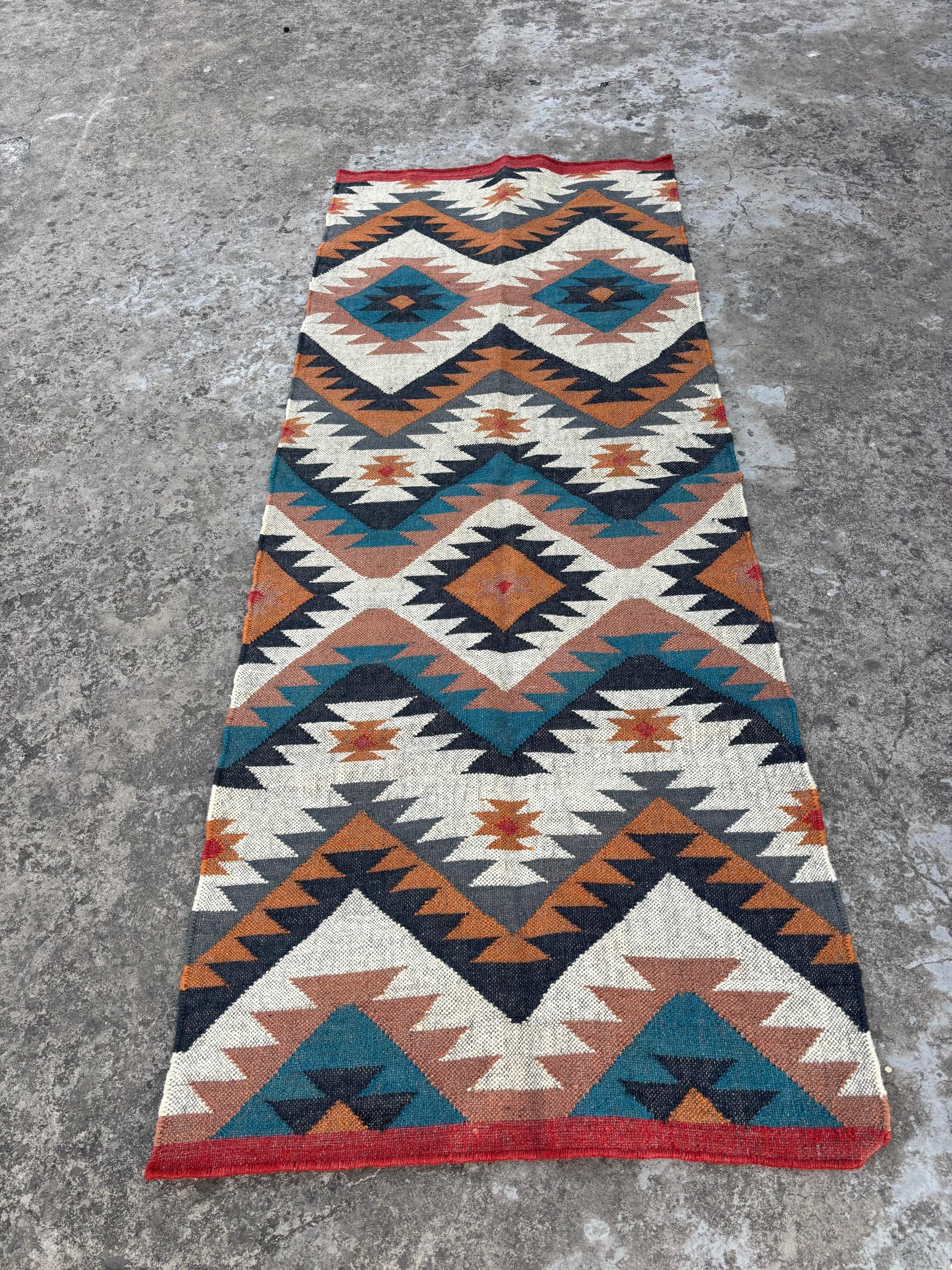 Handmade Wool Jute Runner, Jute Hallway & Kitchen Decor, Custom Size 2x30 Feet, Outdoor Indoor Stairs Wool Jute Runner