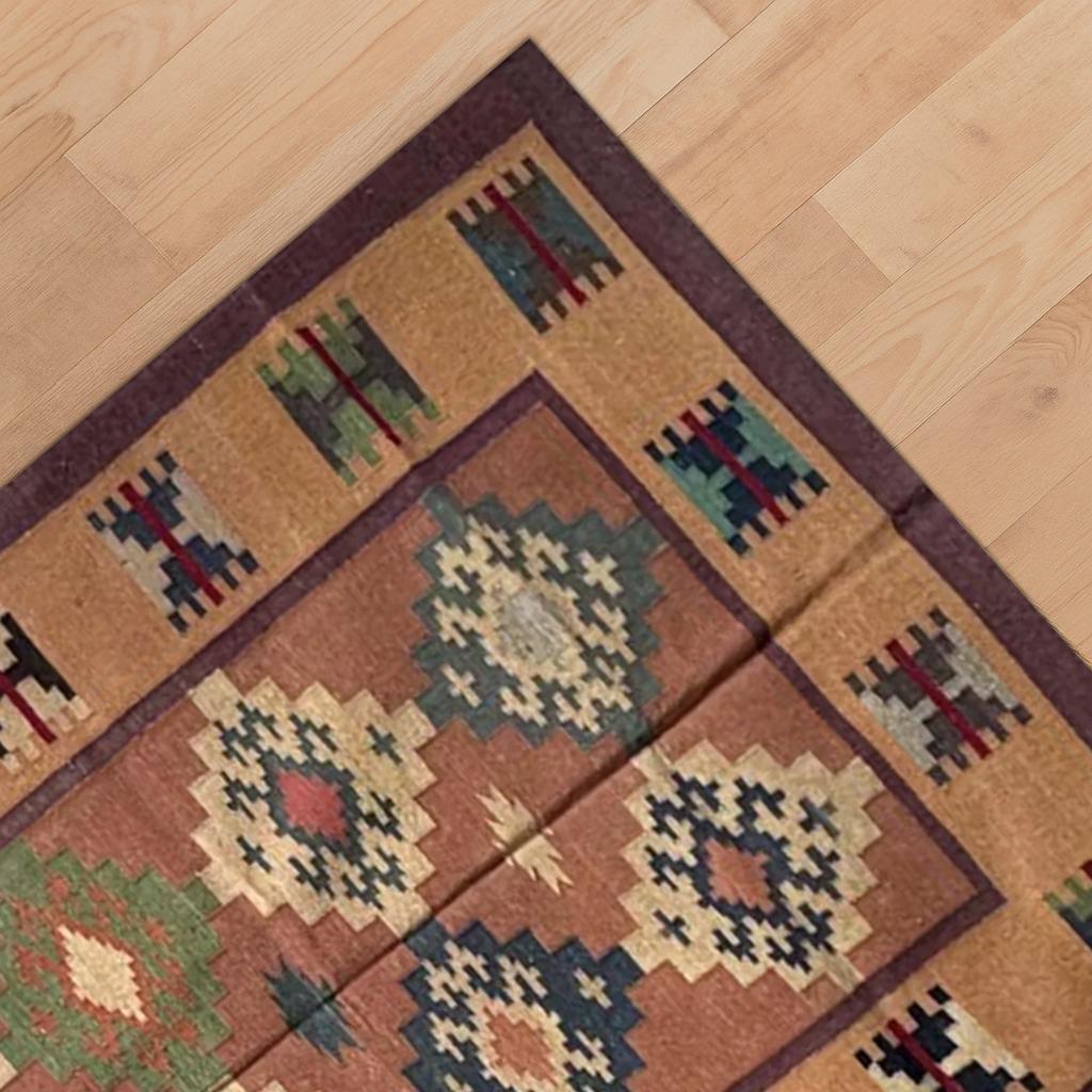 Jute Kilim Rug ,Wool Jute Flatweave Area Rug Natural Durable Eco-Friendly Accent Carpet