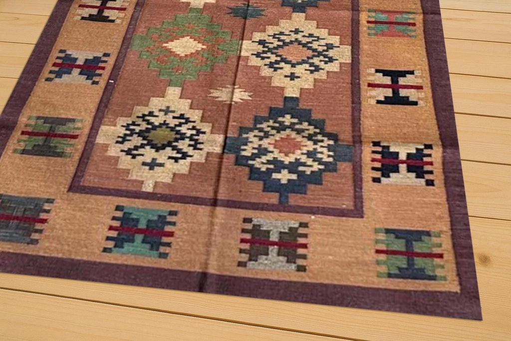 Jute Kilim Rug ,Wool Jute Flatweave Area Rug Natural Durable Eco-Friendly Accent Carpet