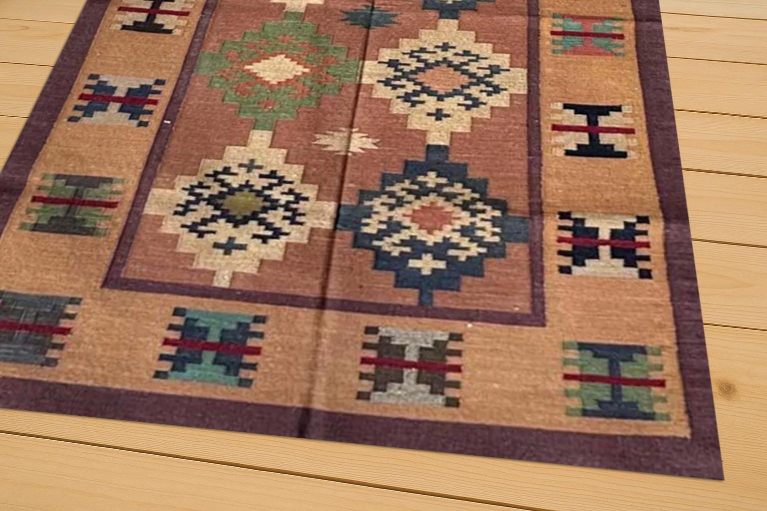 Jute Kilim Rug ,Wool Jute Flatweave Area Rug Natural Durable Eco-Friendly Accent Carpet