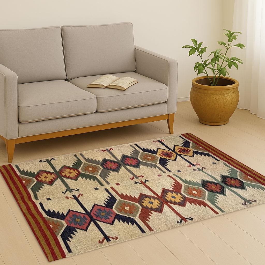 Jute Kilim Rug 6x9 & 12x15, Handmade Natural Kilim Jute Rugs, Boho Floor Decor, Durable Eco-Friendly Area Rugs