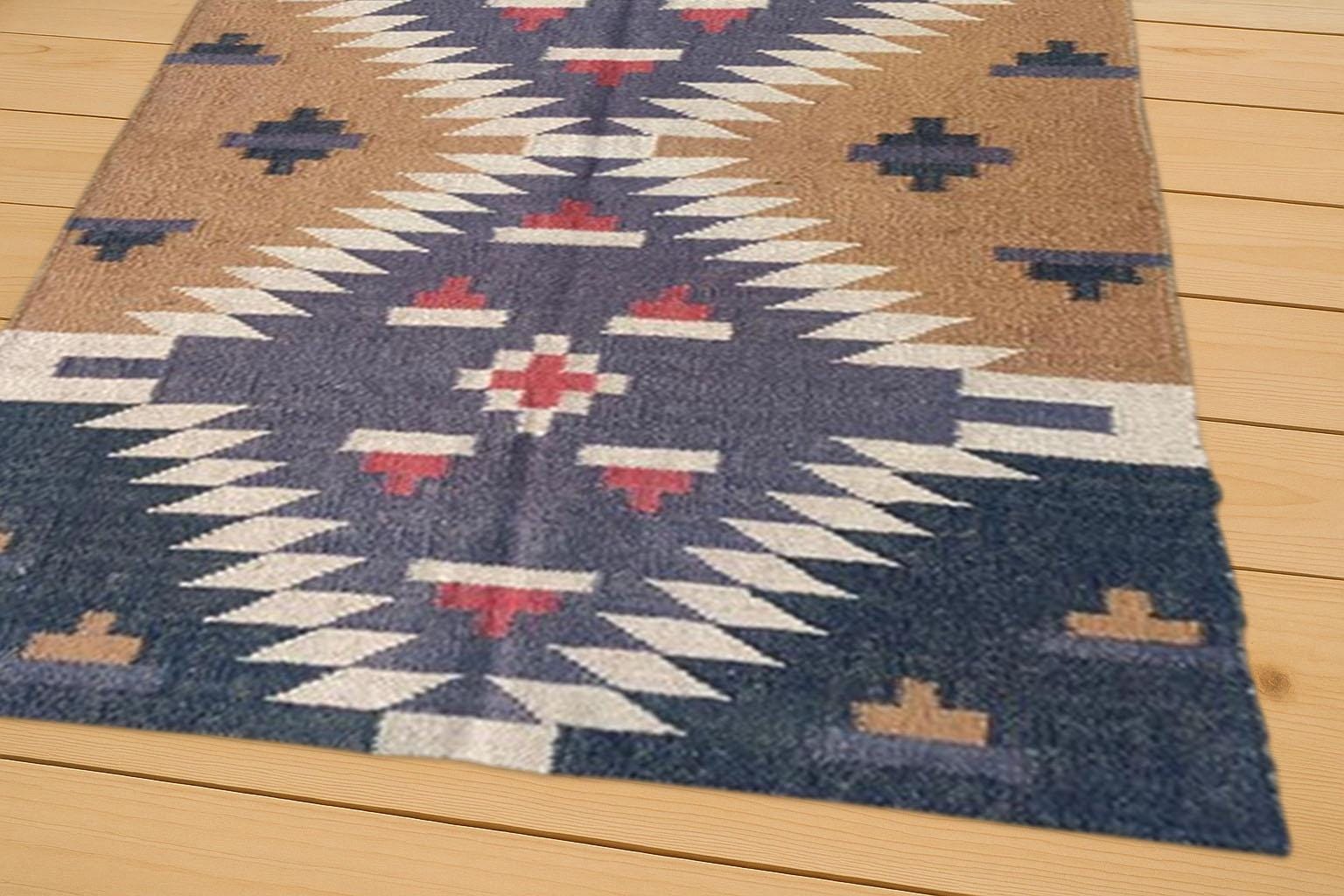 Wool Jute Kilim Runner Rug – Handmade Hemp & Natural Jute Flatweave for Rustic Boho Home Decor