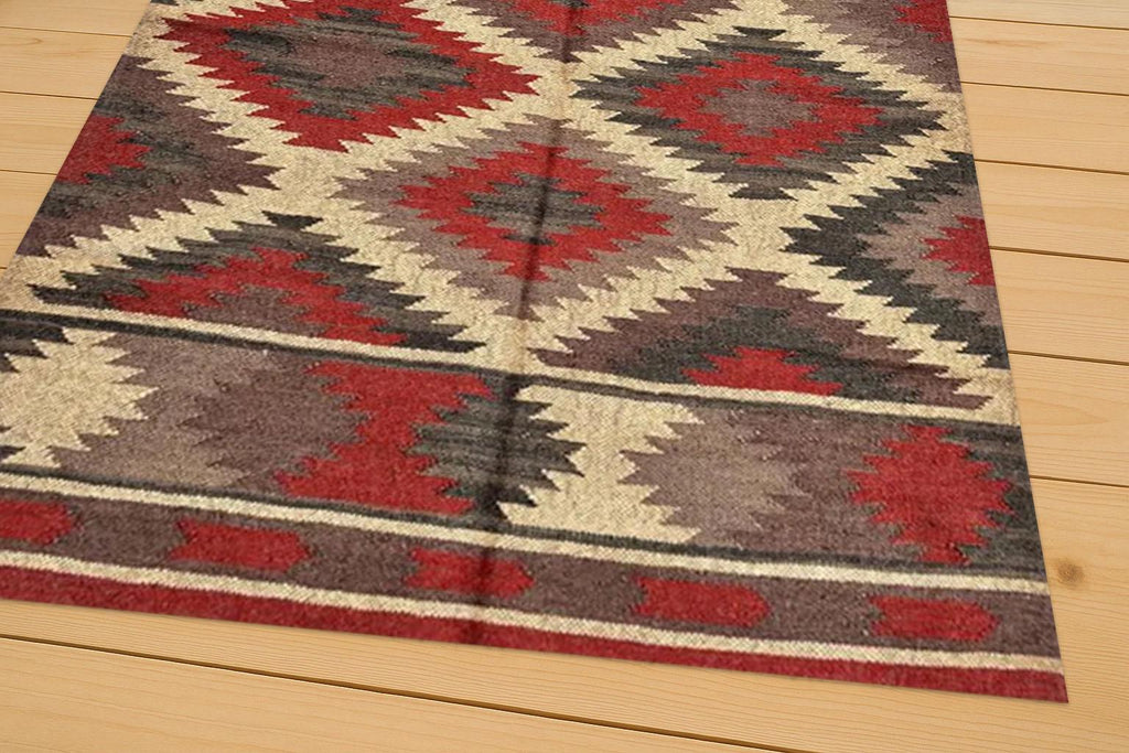Kilim Jute Rug – Handmade Durable Jute Kilim Area Rug, Natural Fiber Floor Decor, Boho & Rustic Living Room Accent Carpet