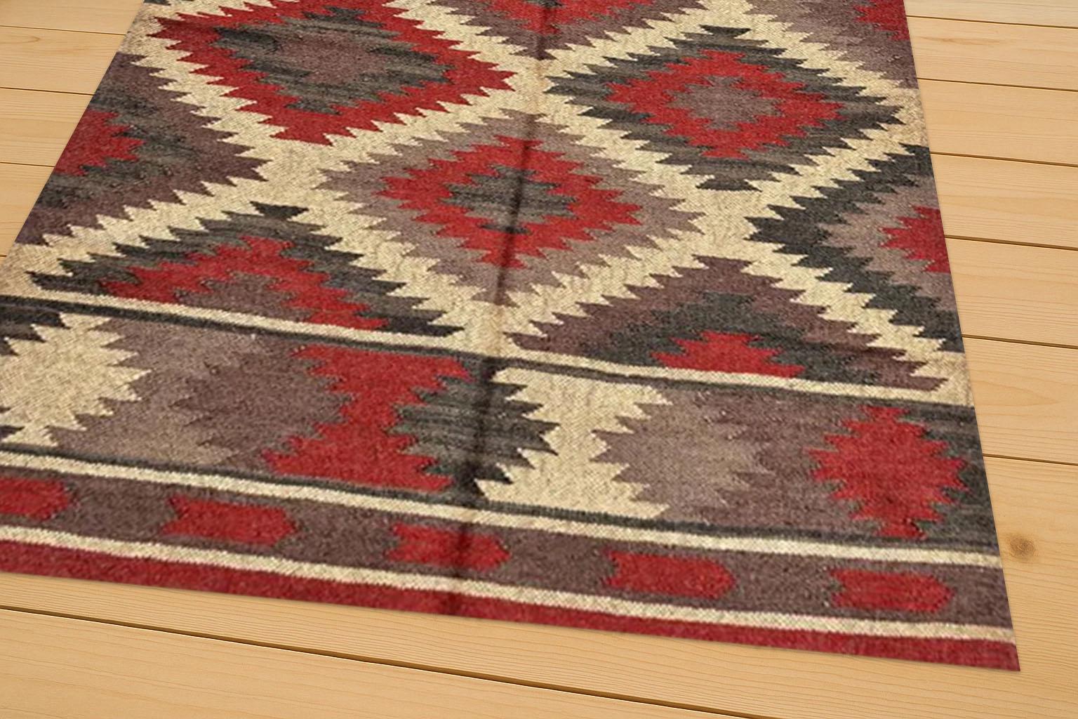 Kilim Jute Rug – Handmade Durable Jute Kilim Area Rug, Natural Fiber Floor Decor, Boho & Rustic Living Room Accent Carpet