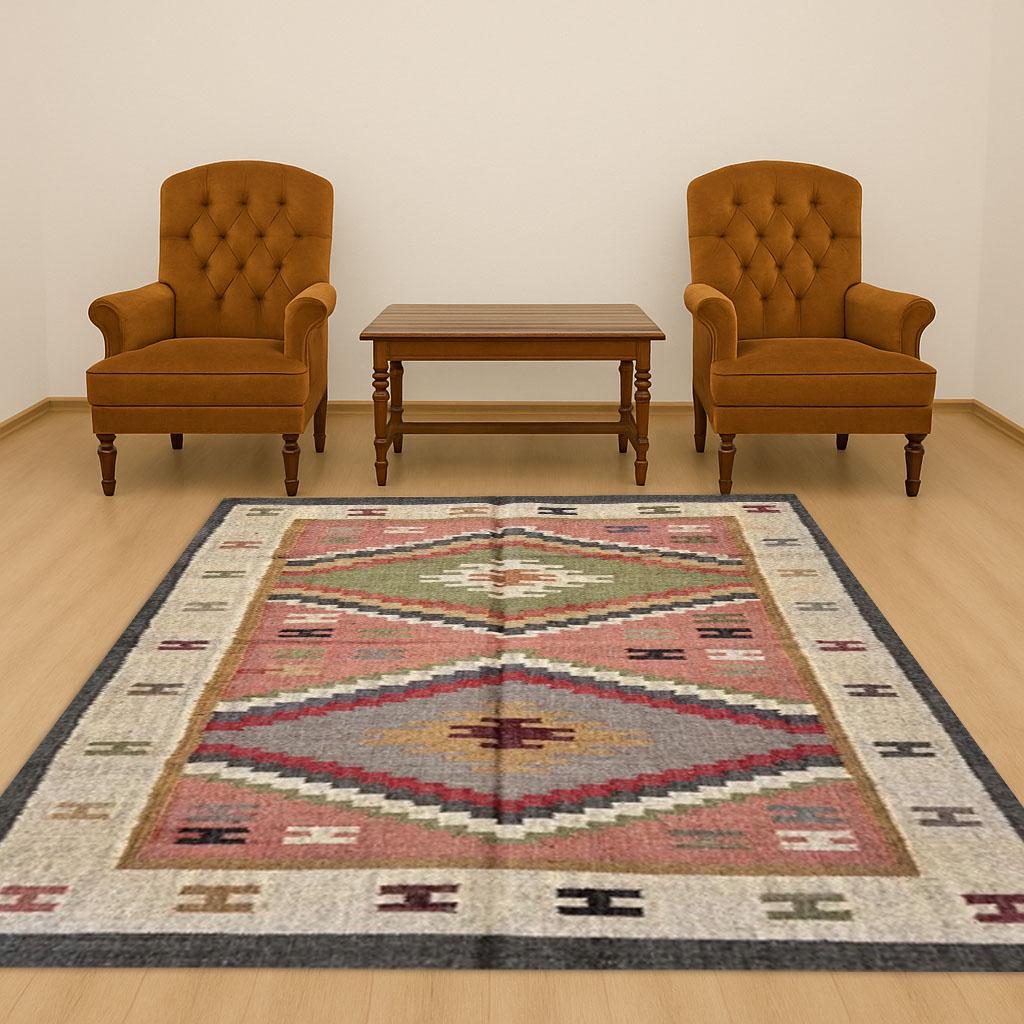 Jute Kilim Rug, 8x10 & 6x9 Area Rug, Wool Jute Flatweave Rug, Lightweight Natural Floor Decor Rug Vintage Carpet | Hotel Decor Carpet
