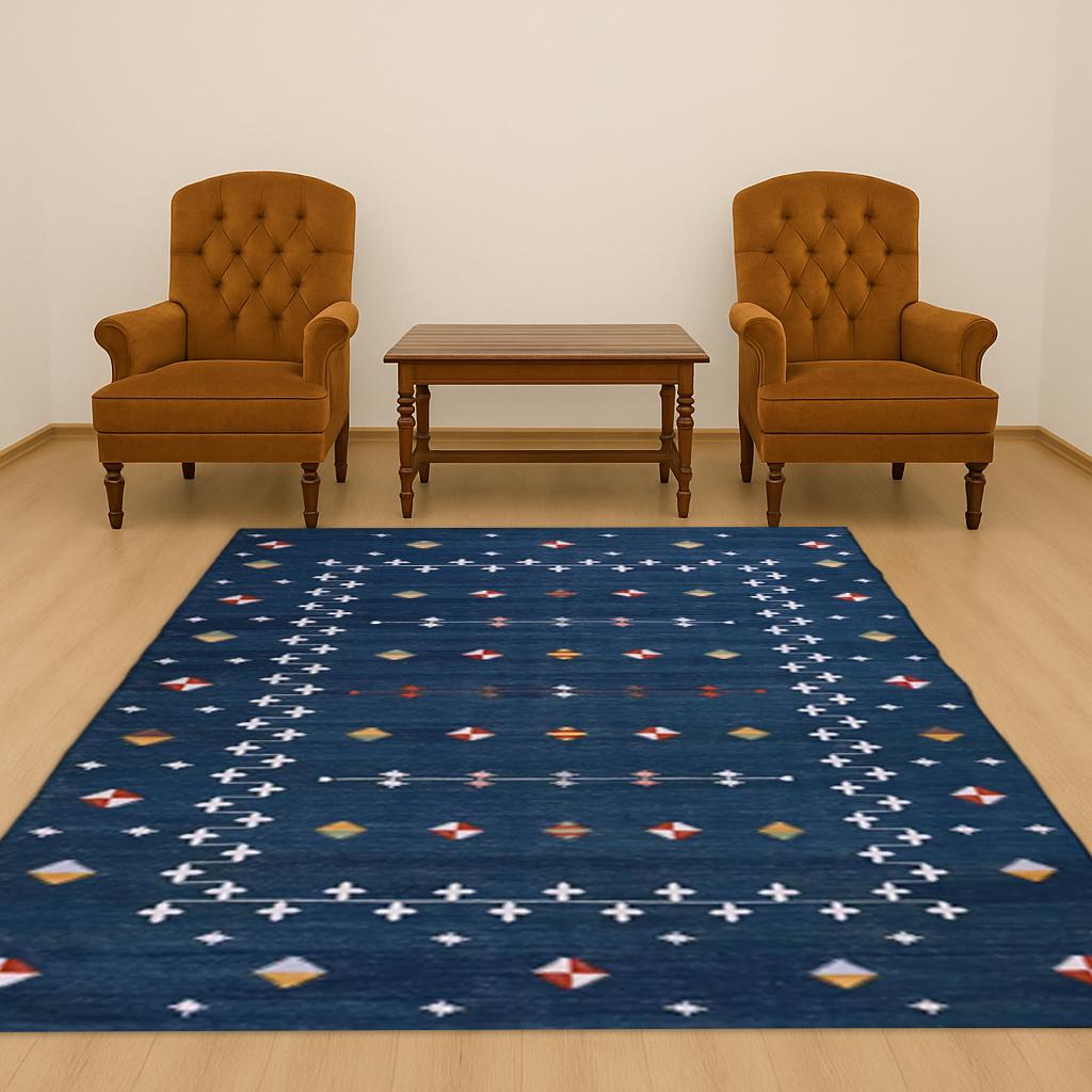 Cotton Flatweave Rug 7x10 - Durable, Soft Area Carpet for Living Room, Bedroom & Hallway, Natural Fiber Floor Decor