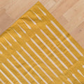Handmade Yellow and White Striped Cotton Rug Dhurrie – Multiple Sizes Soft Area Carpet for Living Room Decor
