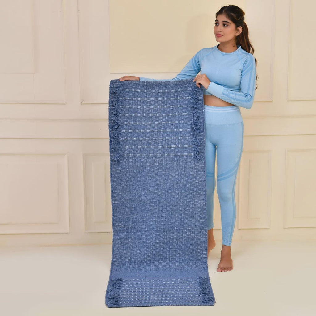 Organic cotton yoga mat, ecofriendly yoga mat, handwoven fitness mat, non slip yoga rug, sustainable exercise mat, natural yoga gear