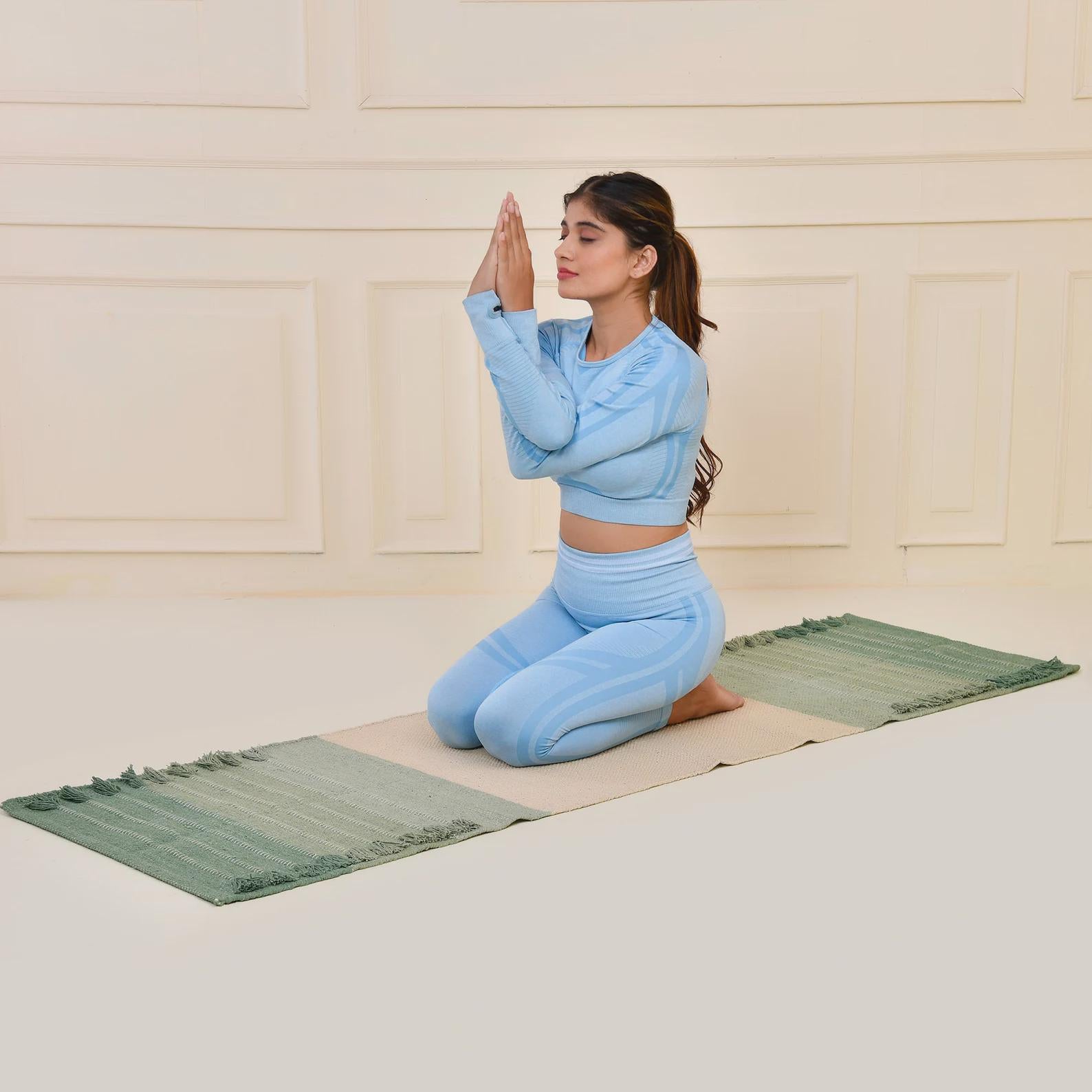 Organic Cotton Yoga Mat - Natural, Hand Weaved and Fair Trade - Yoga, Exercise, Workout, Fitness Rug - Absorbent,Soft & Washable