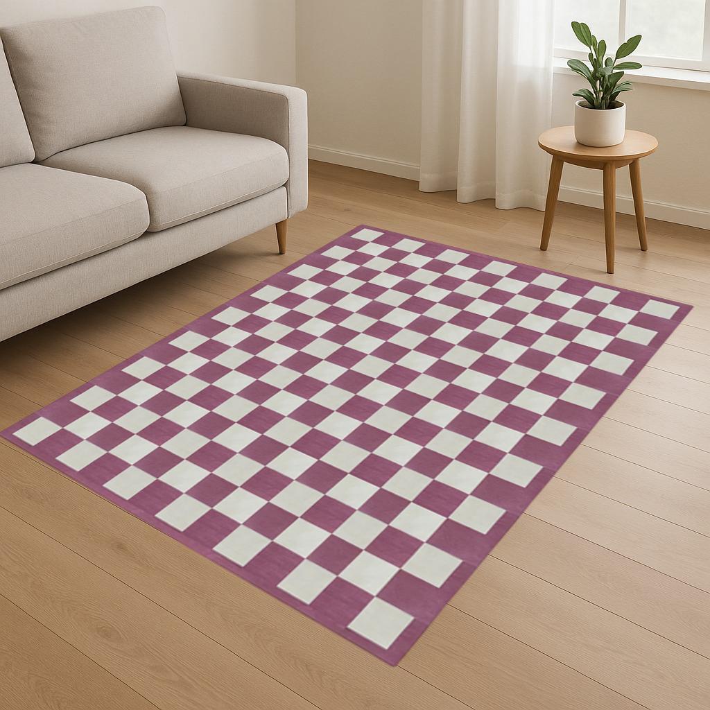 Cotton Flat Weave Rug - Indian Handmade Flat Weave Cotton Carpet, Durable Area Rug for Living Room & Bedroom Custom Dhurrie Rug