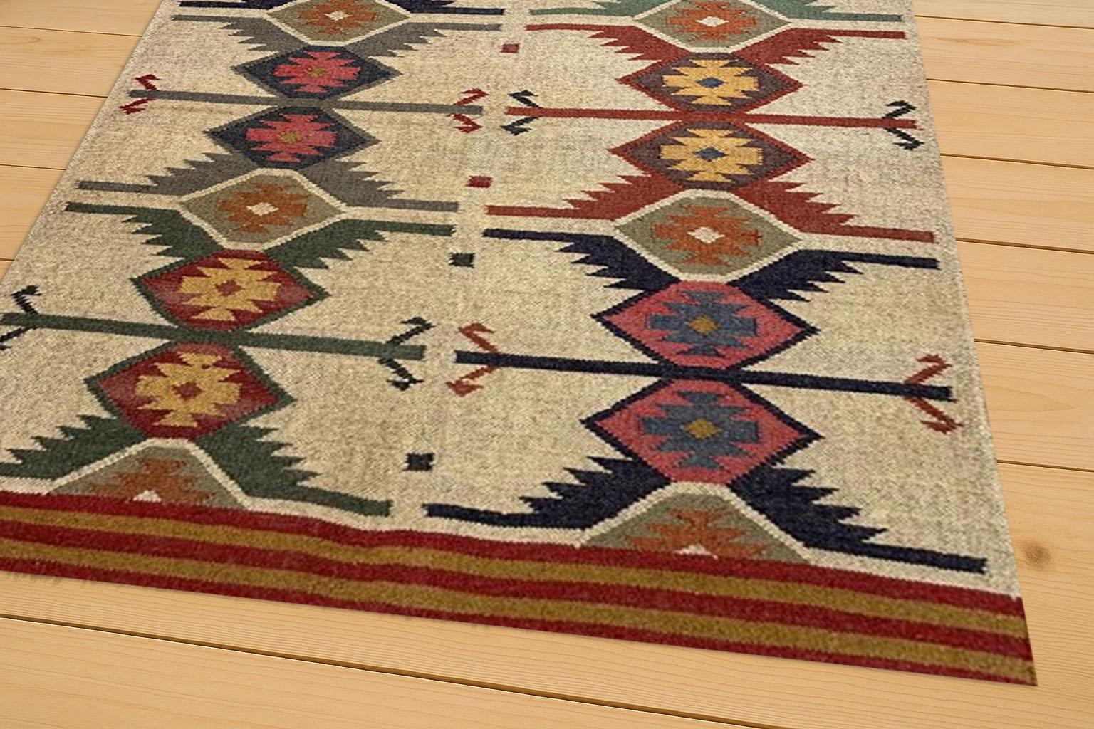 Jute Kilim Rug 6x9 & 12x15, Handmade Natural Kilim Jute Rugs, Boho Floor Decor, Durable Eco-Friendly Area Rugs