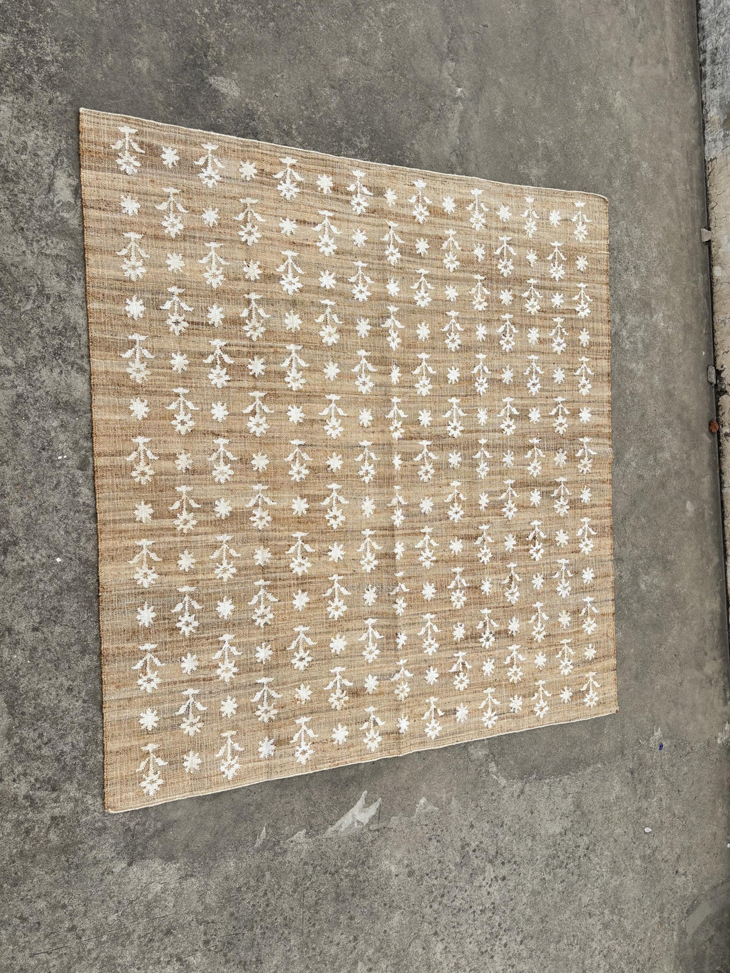 8X10 9x12Ft Natural Floral Cotton Jute Rug, Modern Handmade Jute Rug, Jute and Cotton Rug, Handmade Cotton Jute Rug.