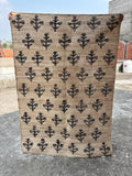 Jute Cotton Rug, Handmade Beige Rug Natural Jute  black Flower Cotton Hemp Rug, Eco-Friendly Handmade Rug