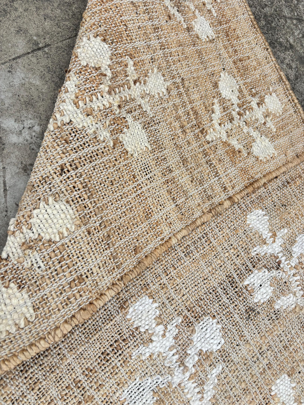 Jute and Cotton Runner Rug, Cotton Jute Blend Rug, Organic Natural Jute Rug, Handmade Cotton Jute Rug.
