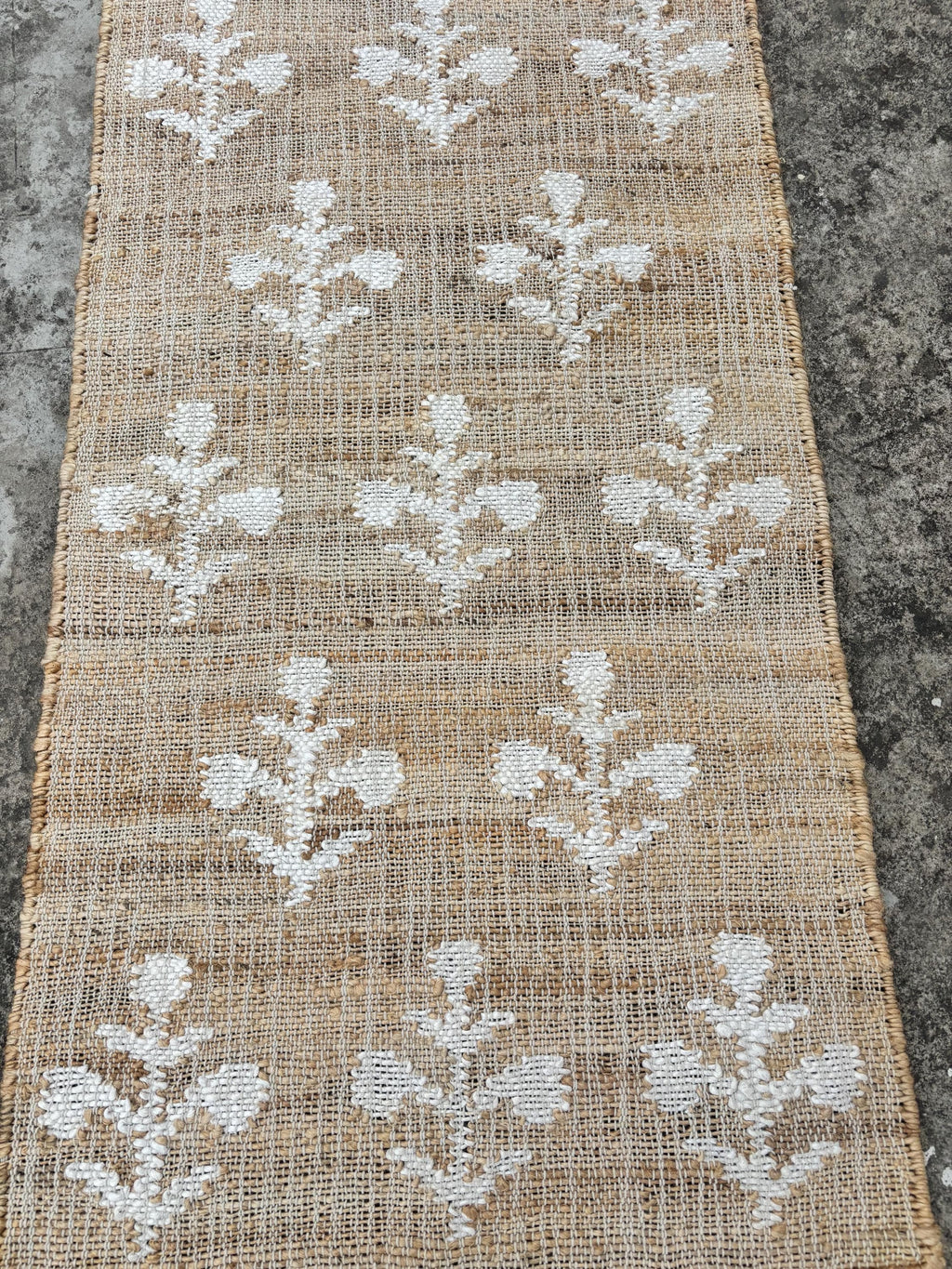 Jute and Cotton Runner Rug, Cotton Jute Blend Rug, Organic Natural Jute Rug, Handmade Cotton Jute Rug.