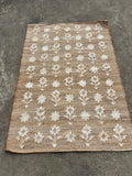 10x14 Jute Rug, white Flower Natural Jute Rug,, Handmade loom Cotton jute Rug Carpet, Custom Size Rug, Outdoor Rug