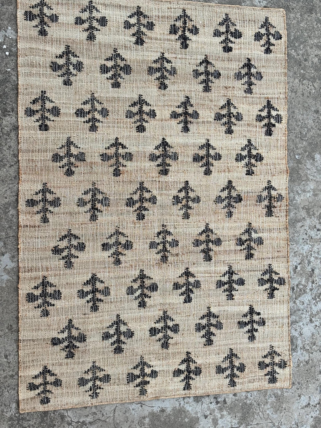 Handwoven Cotton & Jute Rug – Black, Beige Multicolor Boho Dhurrie, Handmade Cotton Jute Rug, Eco-Friendly Handmade Rug