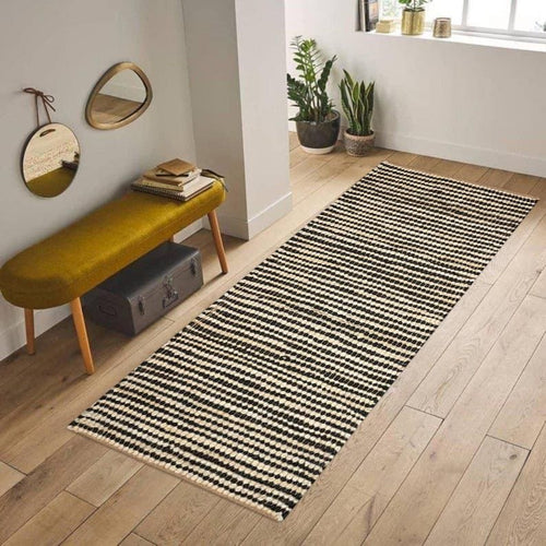 Black Stripes, Handwoven Natural Jute Runner, Custom Size Large Floor Area Jute Rug Stairs Jute Kilim Runner Rug Indian