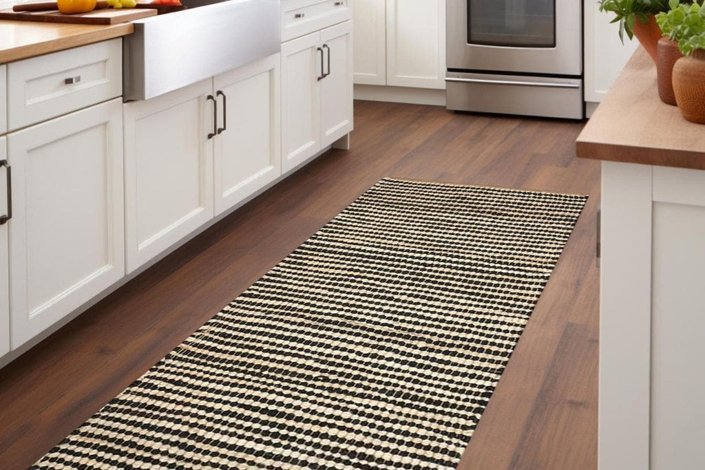 Black Stripes, Handwoven Natural Jute Runner, Custom Size Large Floor Area Jute Rug Stairs Jute Kilim Runner Rug Indian