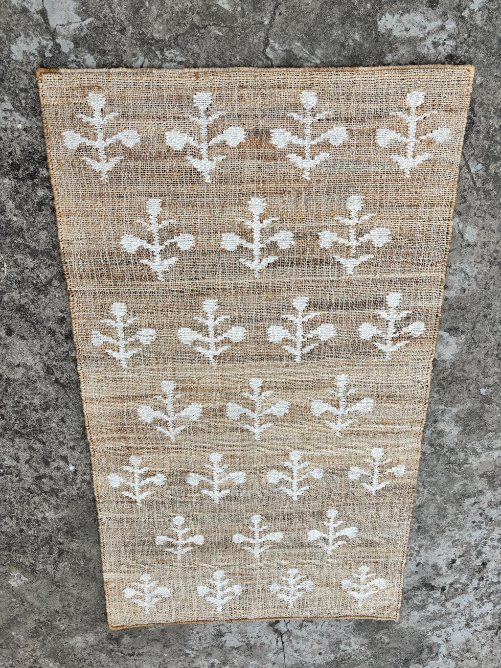Jute Cotton Rug, Handmade Beige Rug Natural Jute  black Flower Cotton Hemp Rug, Eco-Friendly Handmade Rug
