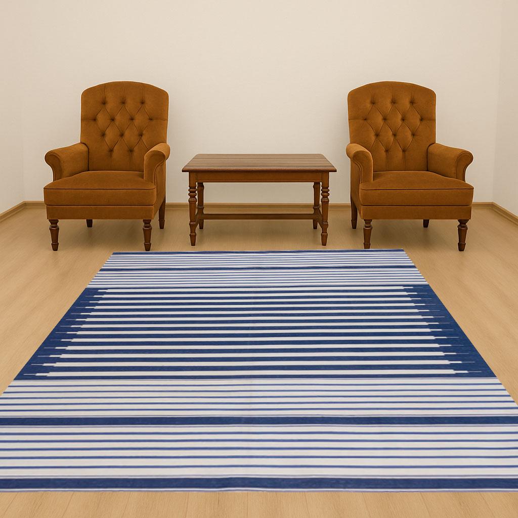 Modern Handmade Cotton Striped Area Rug, Striped Rug Wall Tapestry, Handmade Cotton Area Flat Weave Rug 10x12