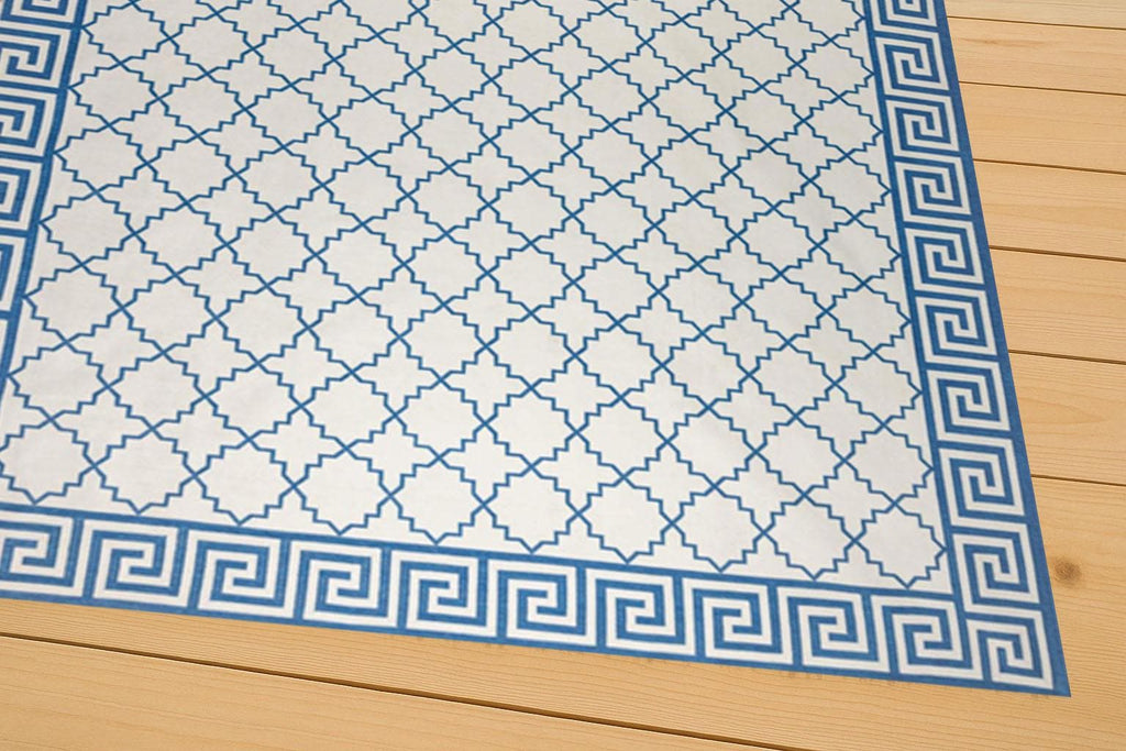 Handmade Cotton Flat Weave Rug Blue and White  – Modern Kilim Woven Carpet for Living Room Bedroom Bedroom Cotton Dhurrie Rug