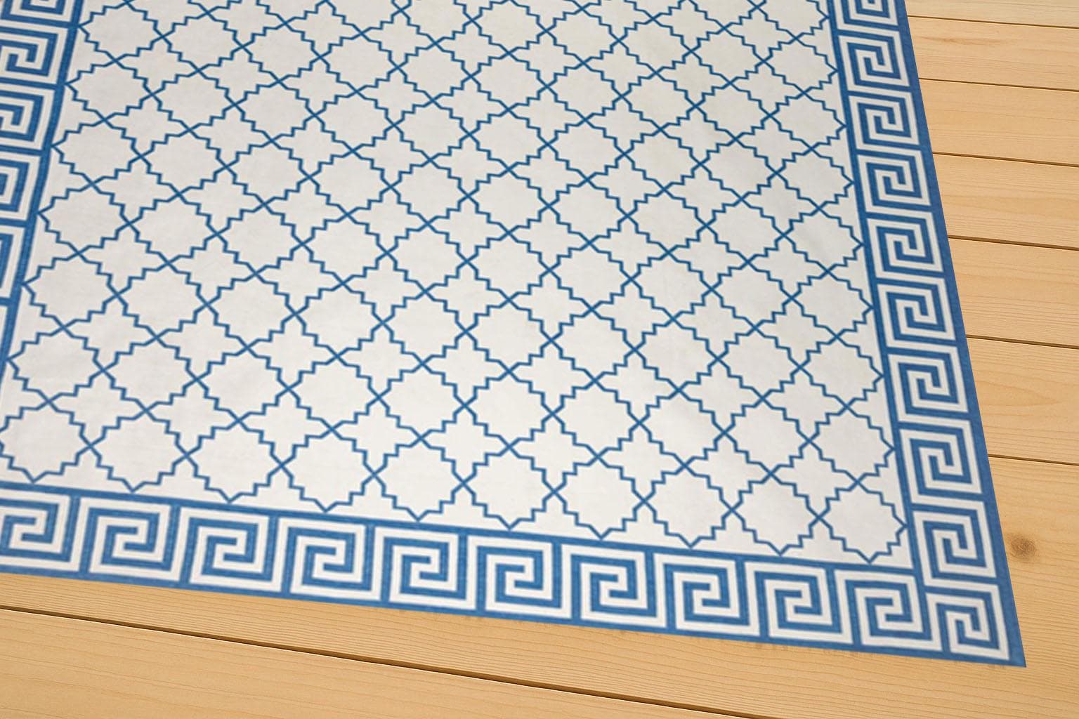 Handmade Cotton Flat Weave Rug Blue and White  – Modern Kilim Woven Carpet for Living Room Bedroom Bedroom Cotton Dhurrie Rug