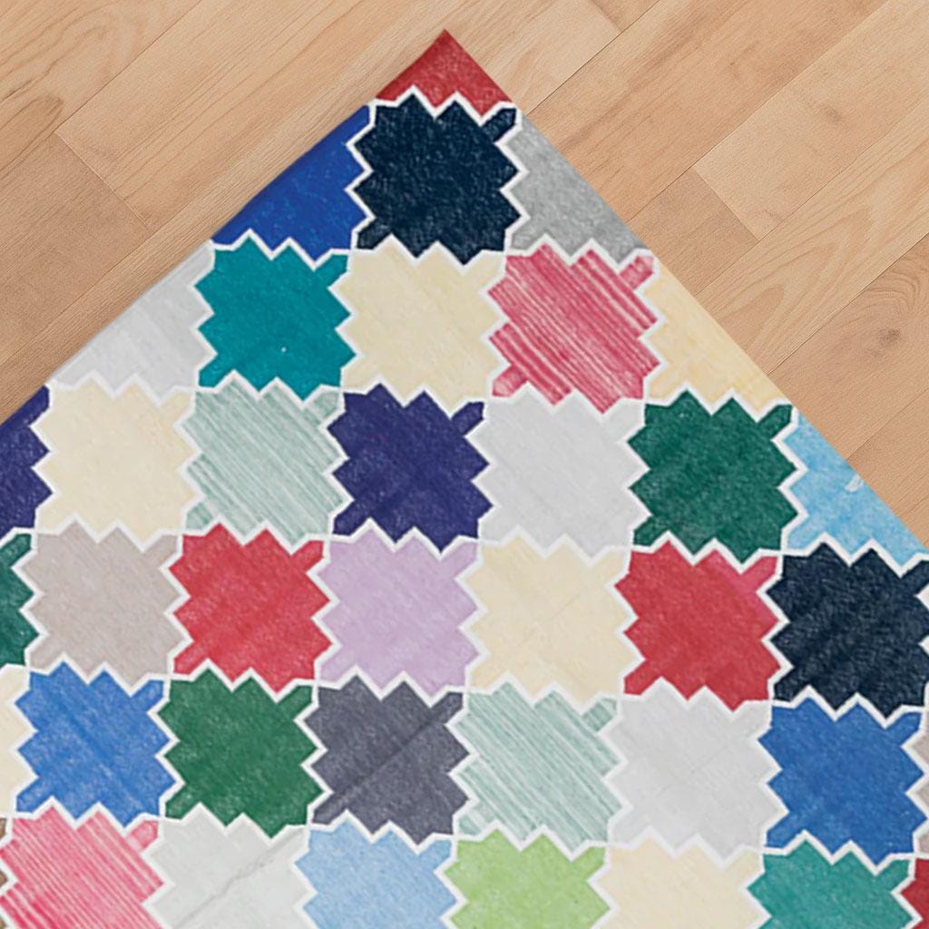 Cotton Flatweave Rug, 5X8 Ft Large Area Rug, Living Room Rug, Reversible Home Decor Rug, Cotton Dhurrie, Geometric Rug
