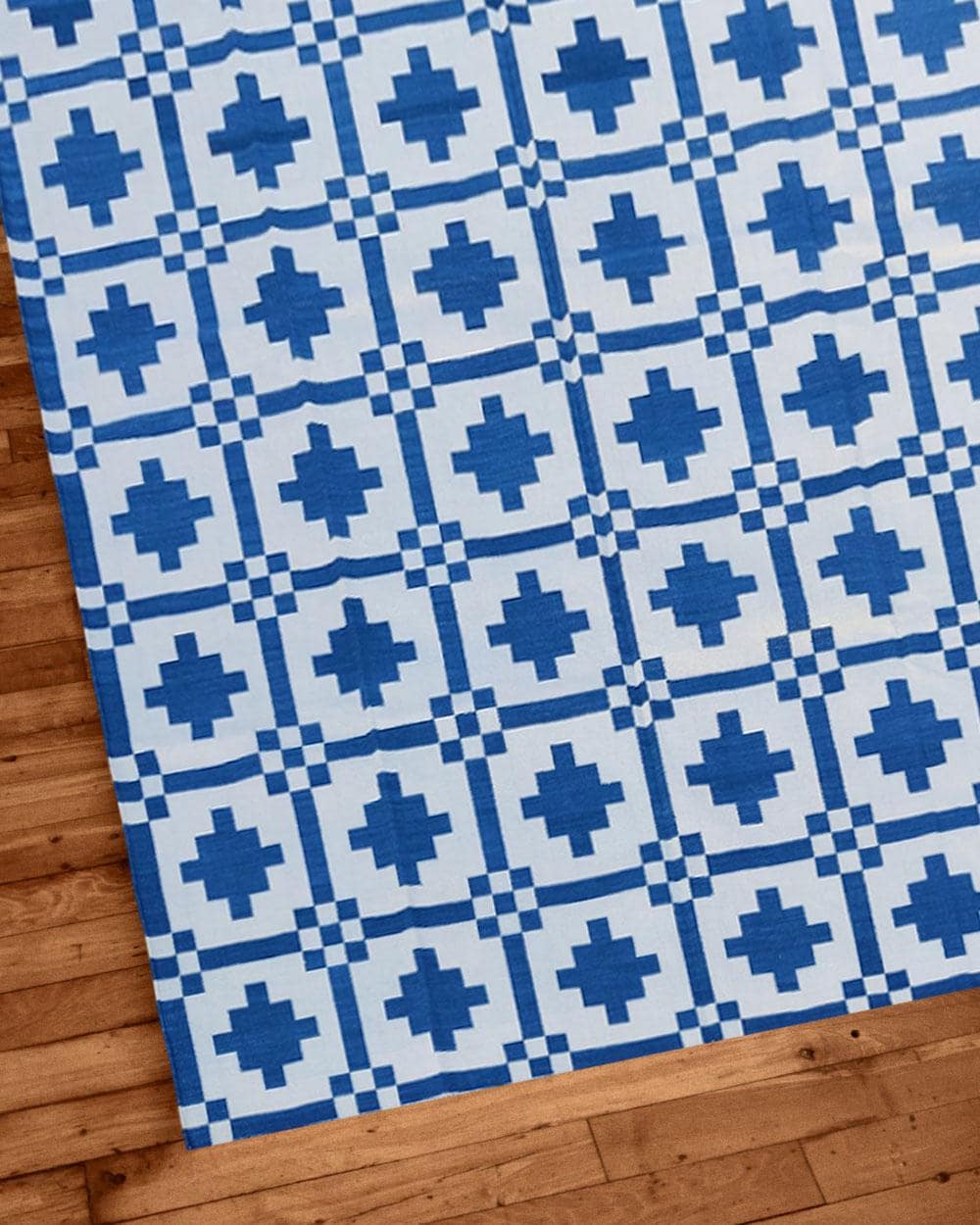 Blue And White Rug, Handmade collon flat weave Rug- Custom Rug, Area Rug, Cotton Dhurrie, Rugs For Bedroom, 6x9, 8x10, 9x12 Rug