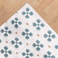 9x12 Ft Cotton Flatweave Area Rug- White and green flowers Hand Woven rugs, Custom Rug, Living Room Rugs, Bedroom Rugs, Area Rugs