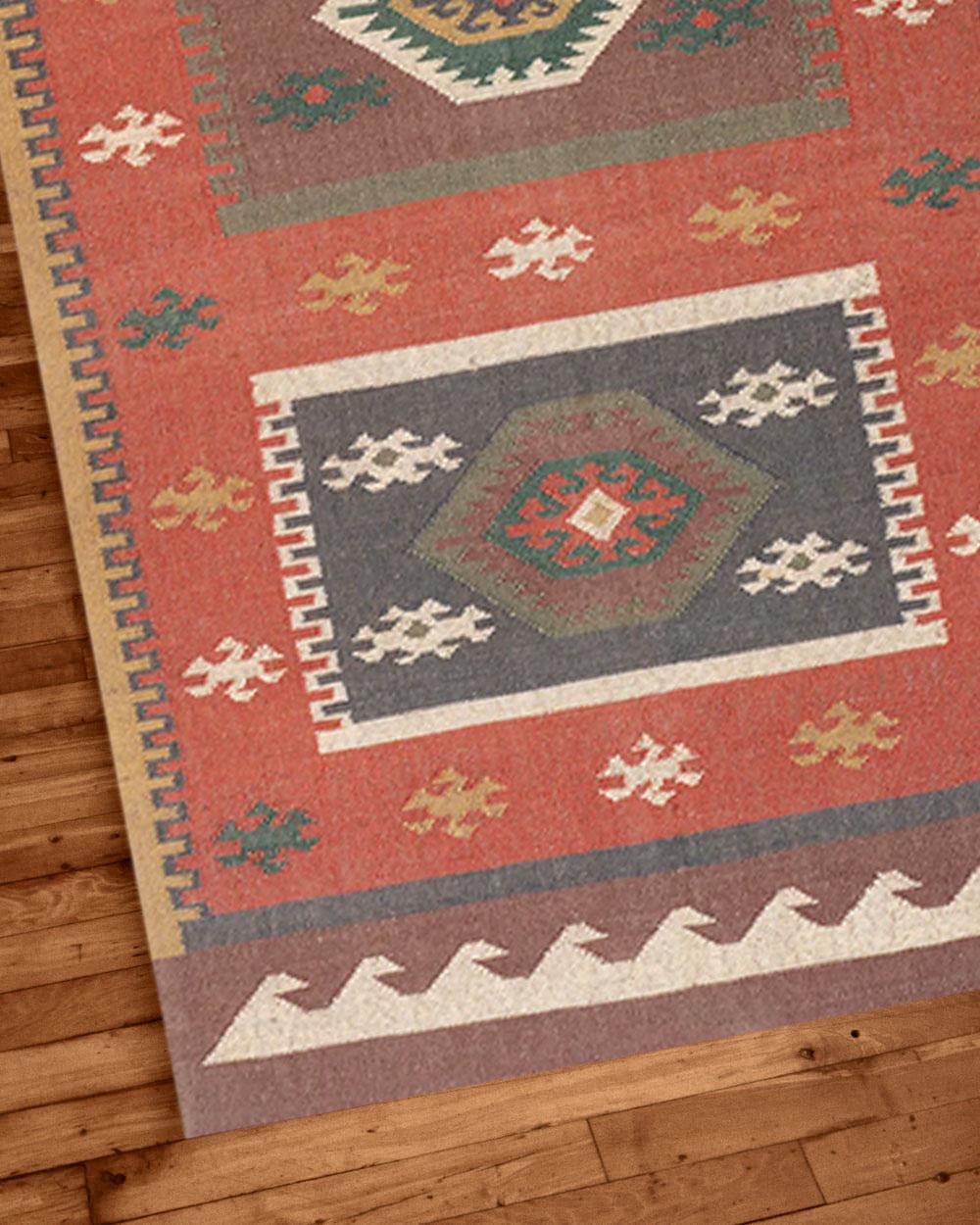 4 x 6 ft Handmade KILIM Rug, Multicolor, Jute Rug wool rug Kilim Dhurrie, Custom Size Rugs, Traditional Indian jute Area rug