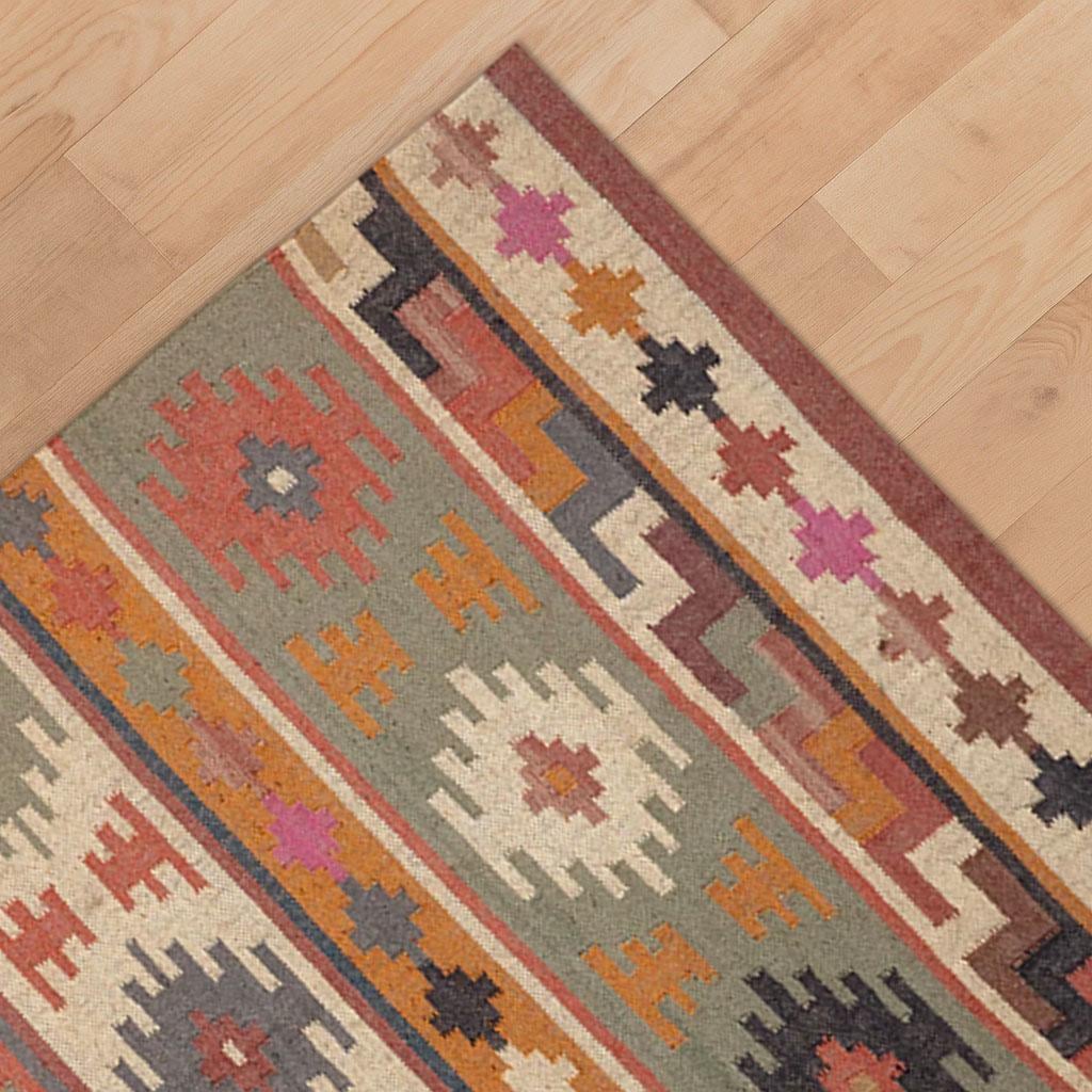 9x12ft Handmade Wool Jute Kilim Rug- Handwoven Wool Jute Rug,  Boho  Décor Rug, Living Room Rug, Outdoor Rug, Kitchen Rug