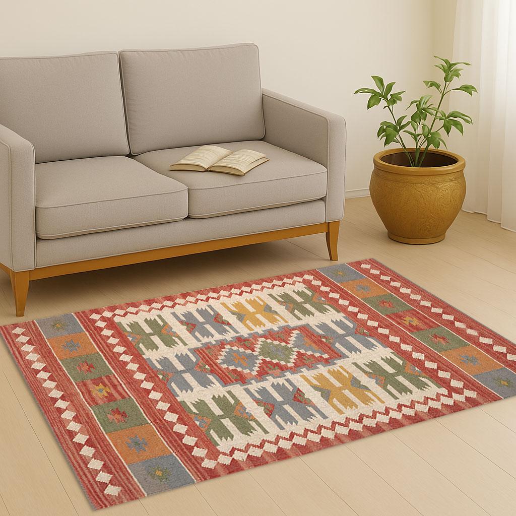 Handmade Wool Jute Kilim Rug, Handwoven Wool Jute Rug,4x10, 6x9, 8x10, 9x12, 10x14 ft Rugs Indian Dhurrie Rug For Living Room Area
