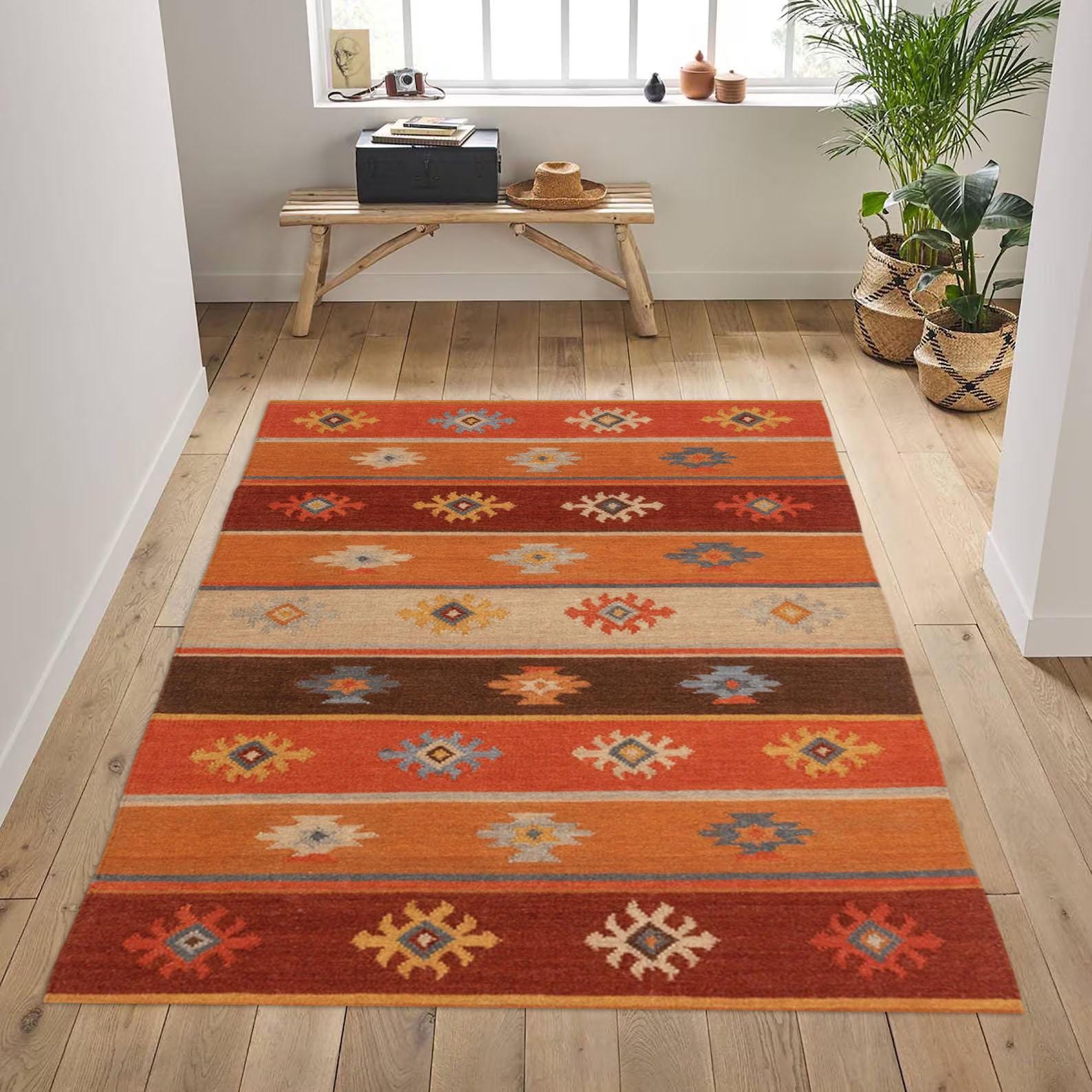 Handmade KILIM Rug | Multicolor| Vintage Persian Kilim Rug | Handwoven Wool Oriental Flat Weave Floor Decor