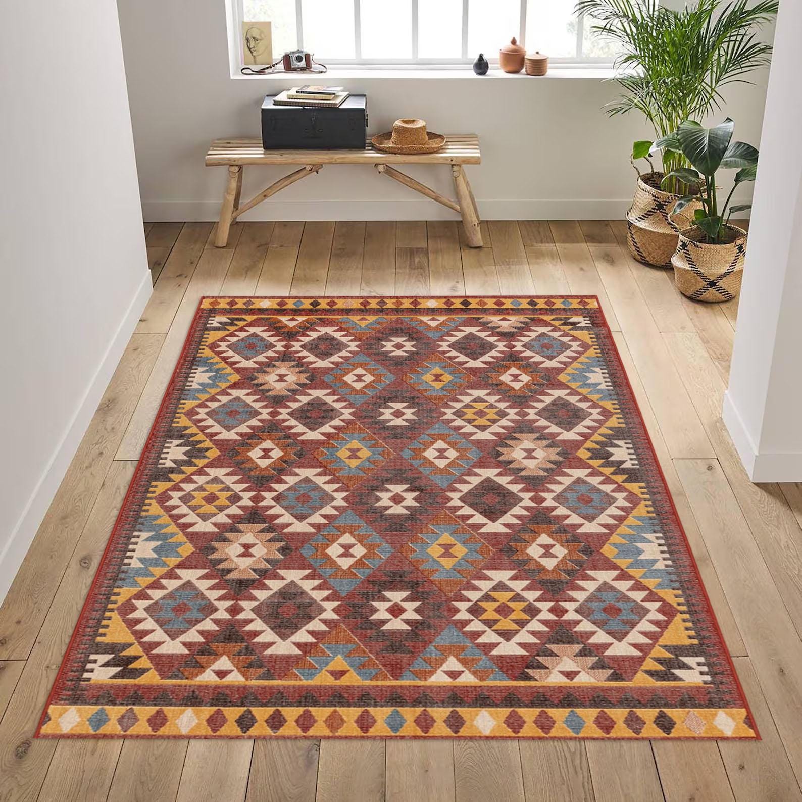 Kilim Rug, Handwoven Large Kilim Area Rug | Authentic Handmade Tribal Wool Flatweave Carpet | Bohemian Kilim Area Rug