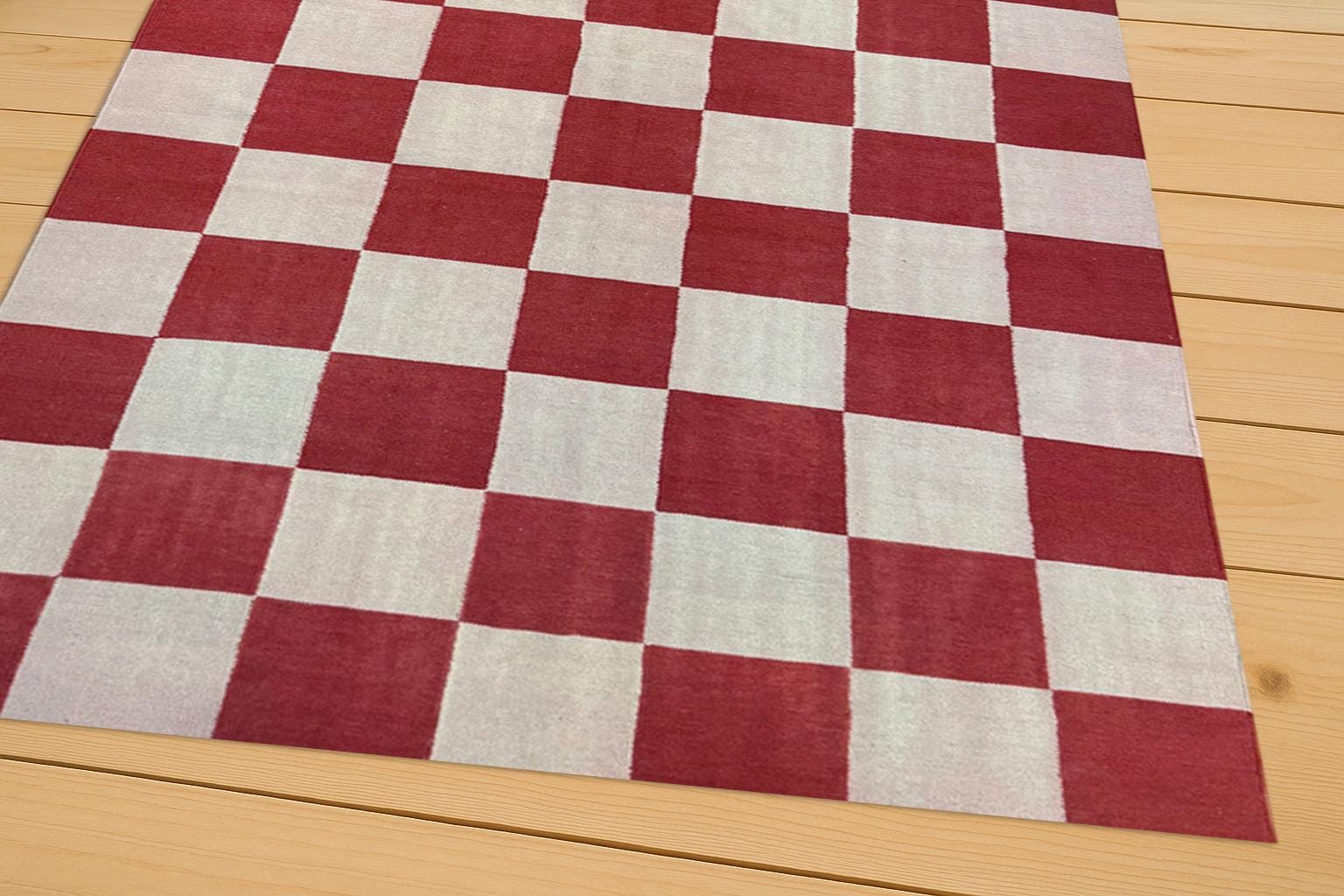 Checkered Jute Rug, Custom Size Runner Rug, Hallway Runner, Boho Jute Rug, Handmade red and Natural Hemp Jute Rungs Extra Large Jute Rugs