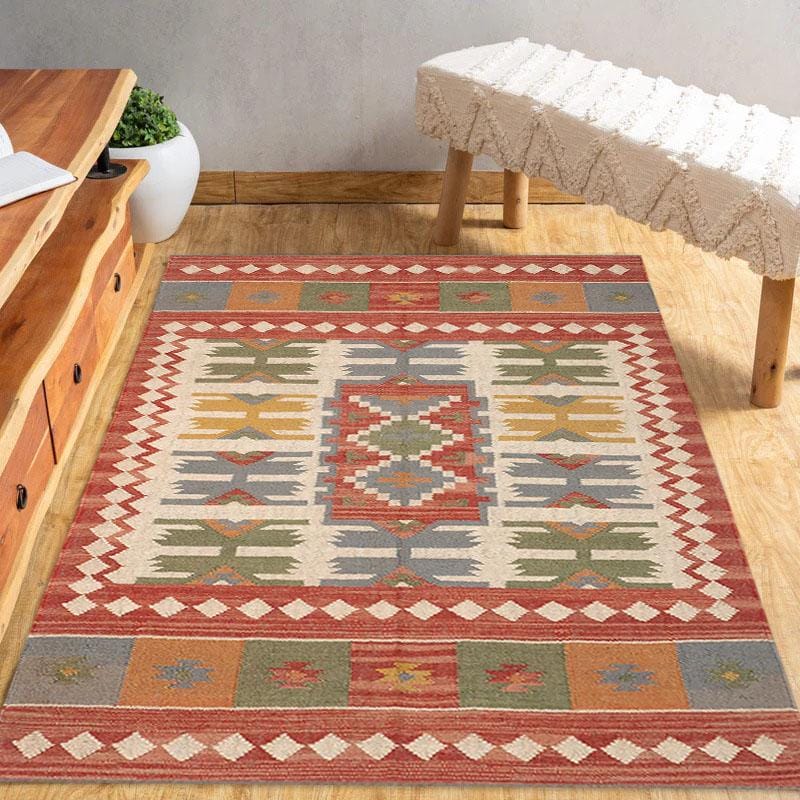 Handmade Wool Jute Kilim Rug, Handwoven Wool Jute Rug,4x10, 6x9, 8x10, 9x12, 10x14 ft Rugs Indian Dhurrie Rug For Living Room Area