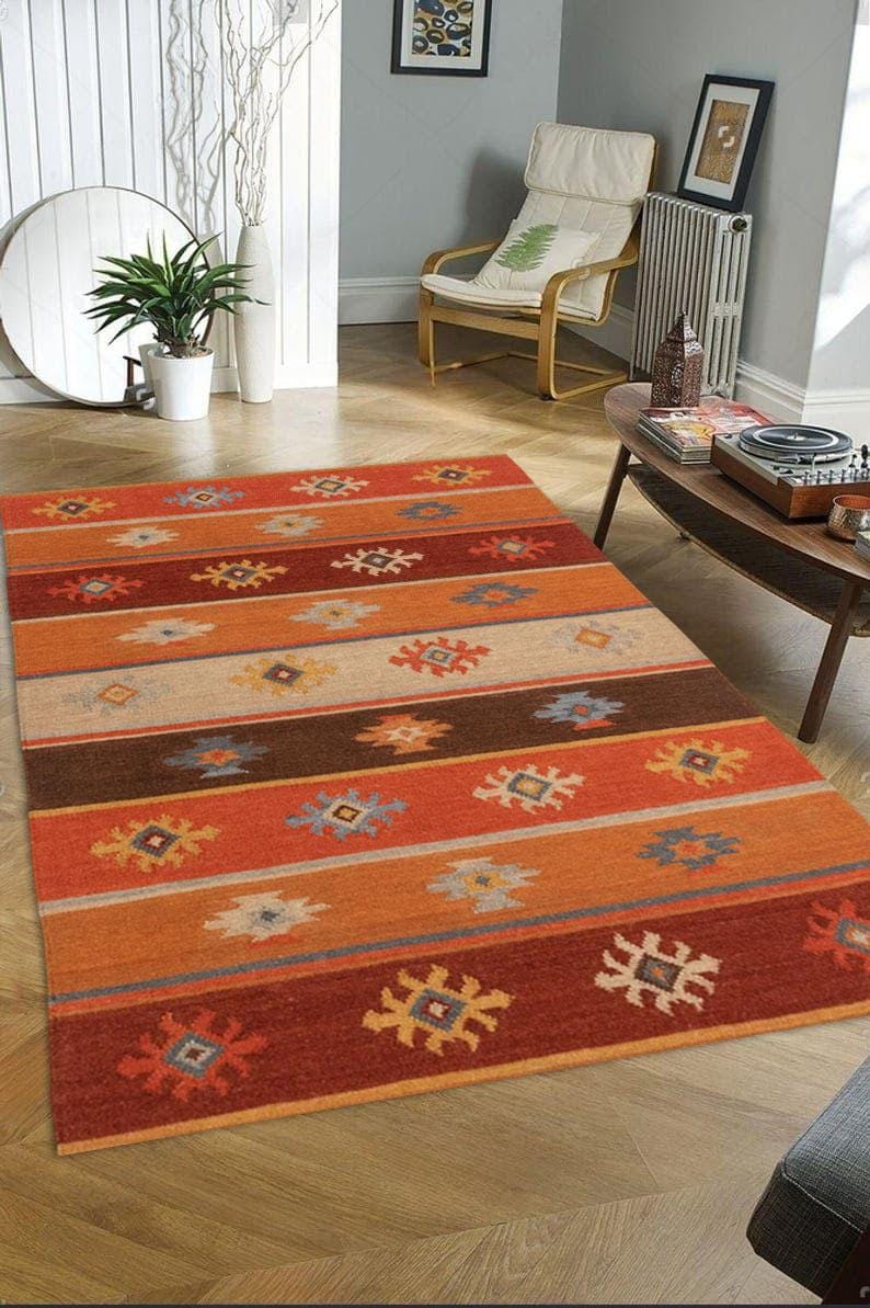 Handmade KILIM Rug | Multicolor| Vintage Persian Kilim Rug | Handwoven Wool Oriental Flat Weave Floor Decor
