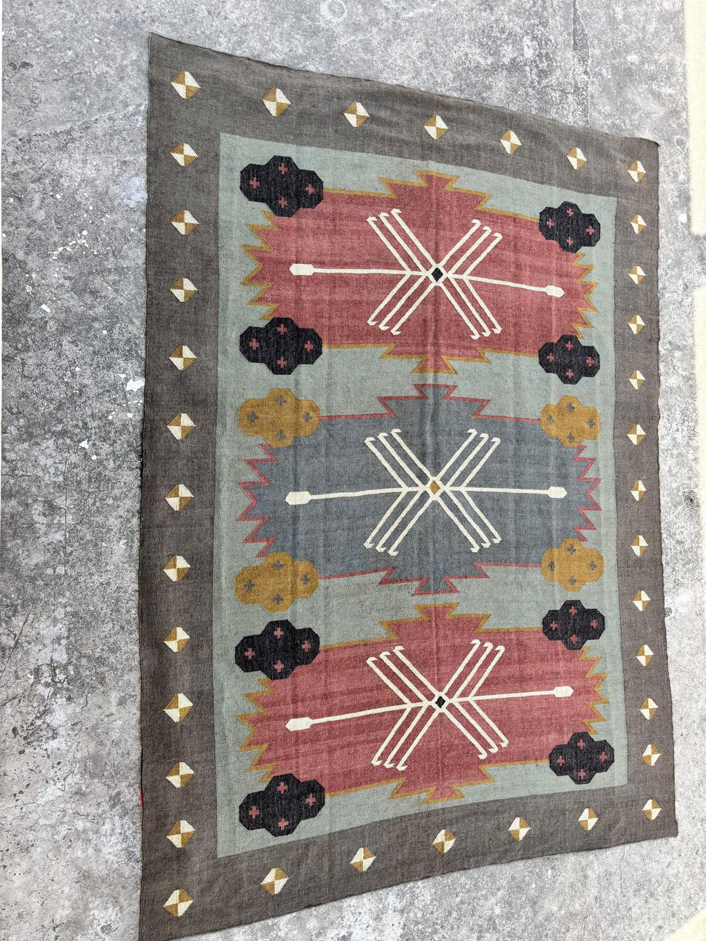 Wool Jute Kilim Rug, Handwoven, Kilim Runner Rug, Handmade, Kilim Dhurrie Rug, Traditional Indian/WOOL JUTE RUGS