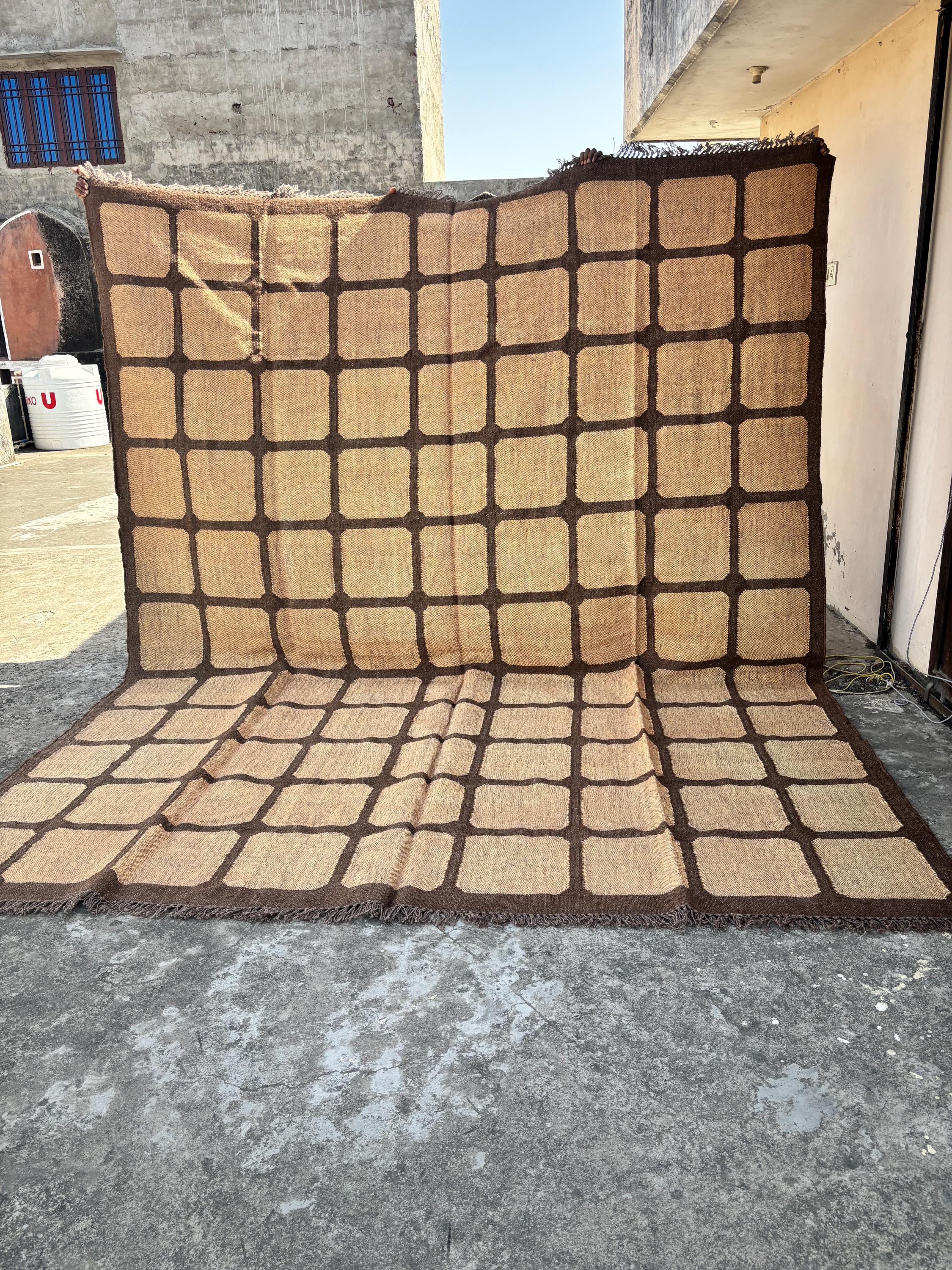 Kilim Rug, Handwoven, Wool and Jute Rug Handmade, Kilim Dhurrie Rug, boho rug Traditional Indian Carpet WOOL JUTE RUGS