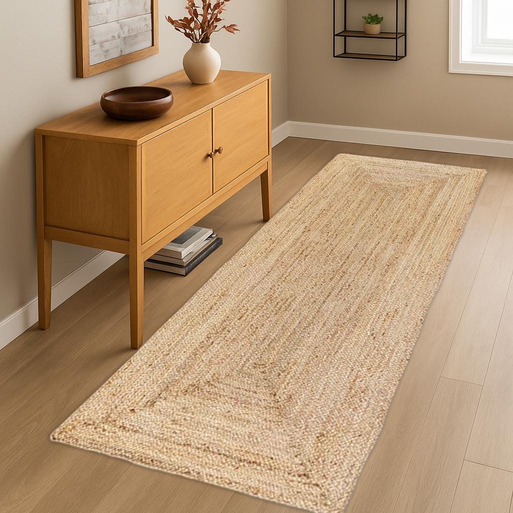 Jute Runner Natural, Jute Runner Rug Indian, Handwoven Jute Rug, Jute Rug Rectangular Custom Size Rug