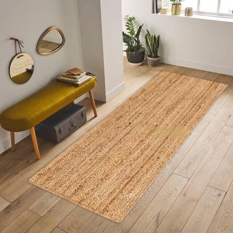 Jute Runner Natural Jute Runner Rug, Bohemian Jute Rug, Jute Runner Rug, Natural Fiber Runner Rug, Custom Size Runner Rug