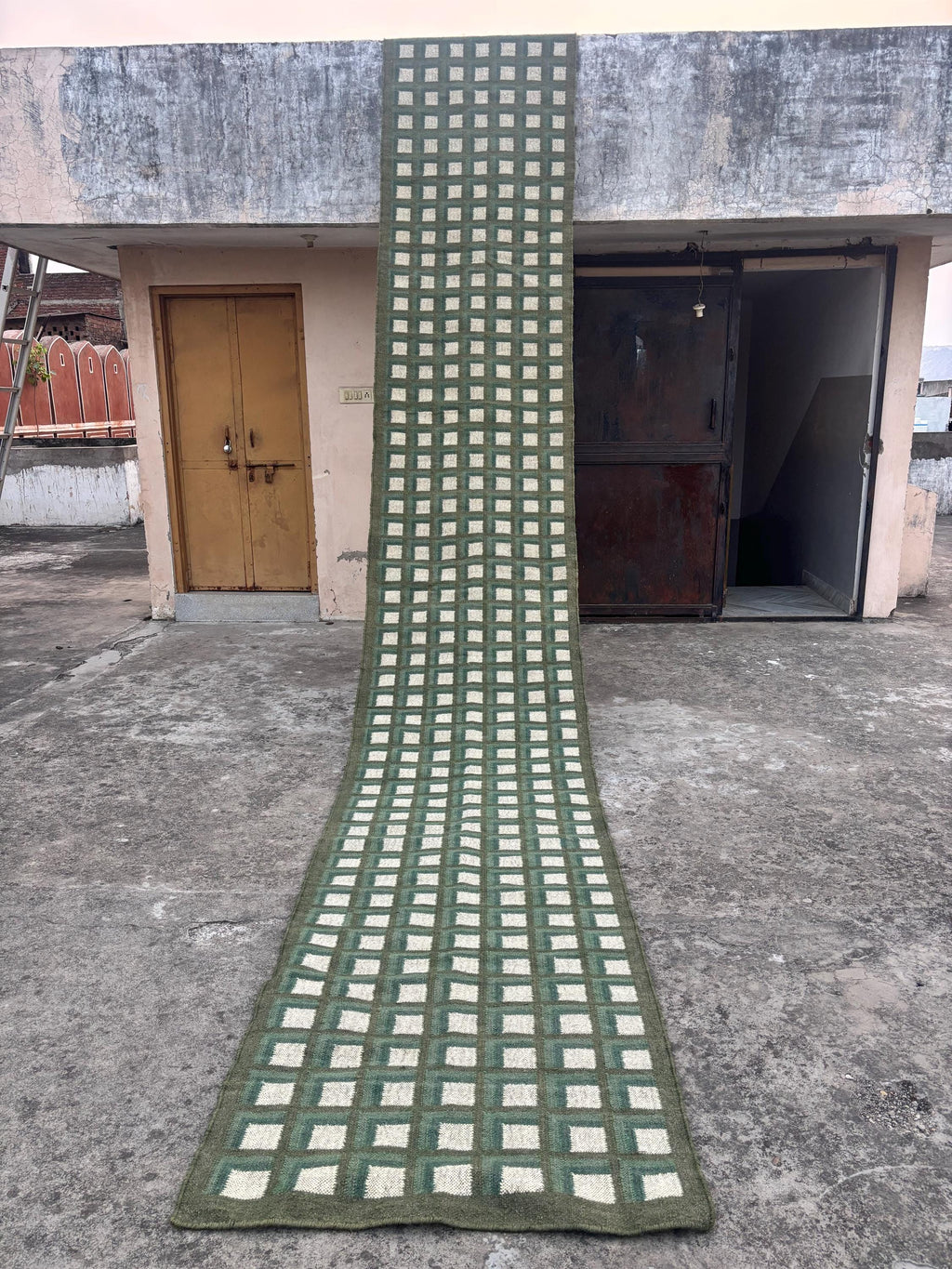 Checkered Kilim Rug , Home Decor Wool Jute Area Rug, Checkered Runner Large Size, Kitchen Rug, Living Room Rug, Outdoor Rug, Kitchen Rug