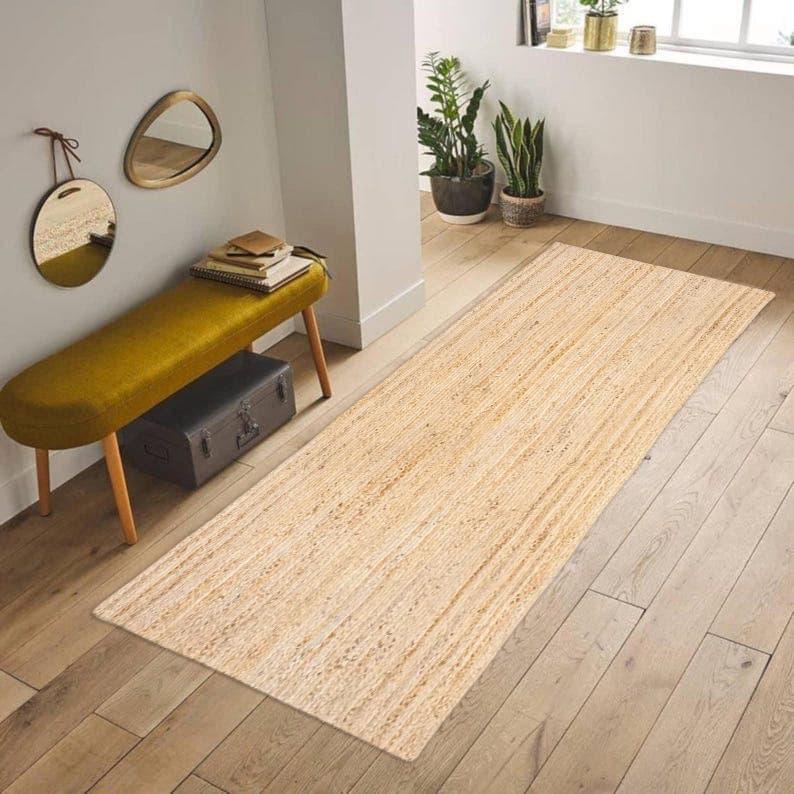 Custom Jute Runner Rug, Natural Fiber Hallway & Entryway Rug, Handwoven Eco-Friendly Carpet, 100% Natural Rug/Runner