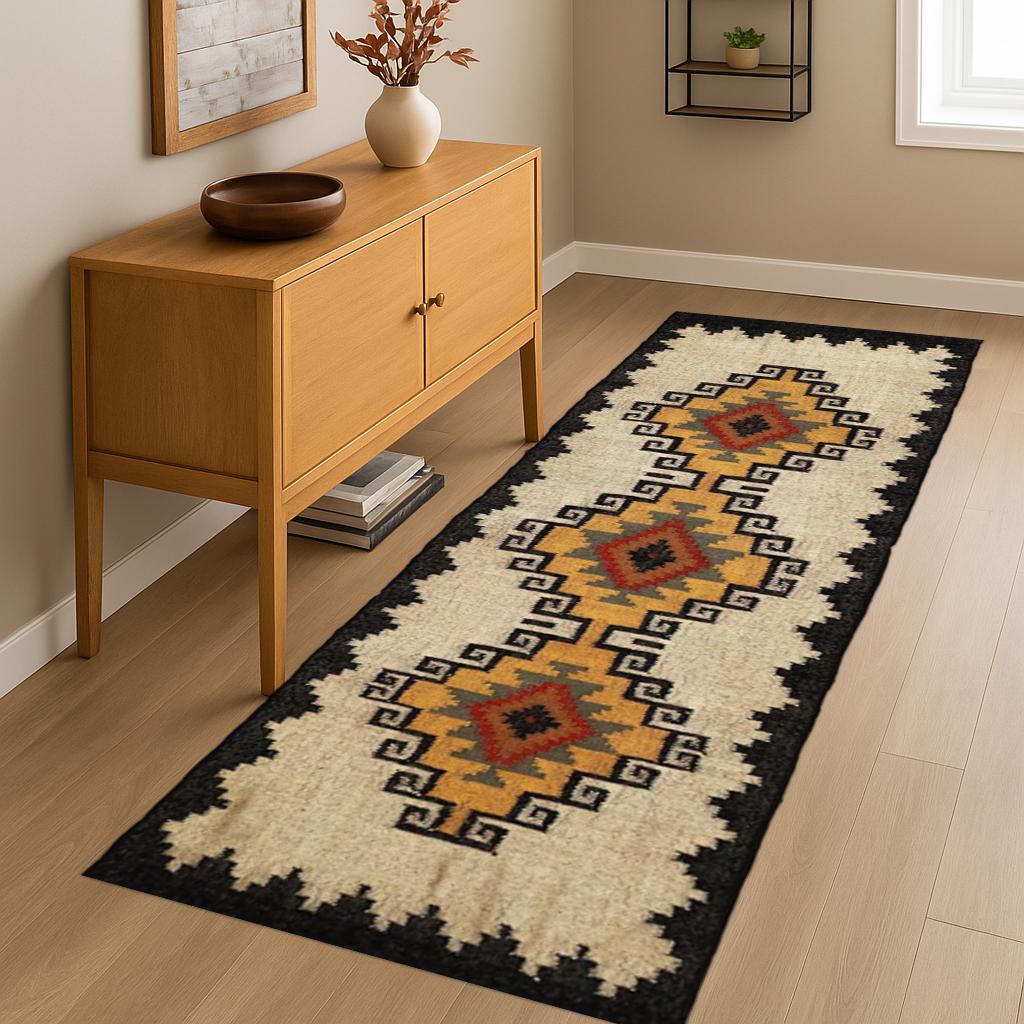Wool Jute Runner Rug, Handmade Rug, Oriental, Traditional, Indian, Handwoven wool rug, modern rug, Stair Runner Rug
