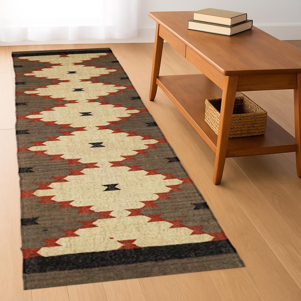 Handwoven Runner Dhurrie Rug, Handmade, Oriental, Traditional, Navajo, Boho Rug, Eco Friendly Rug, Traditional, Fabric, Customization