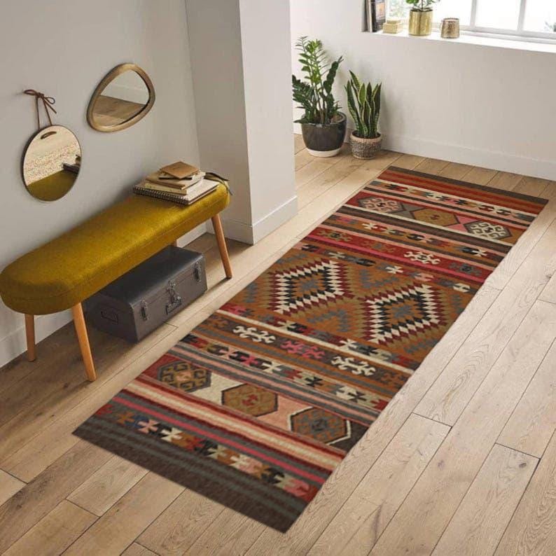 Handwoven, Wool and Jute Rug Handmade, Motifs, Oriental, Traditional Indian, Geometric, Turkish, Home, Victorian, Hipster, FREE SHIPPIING